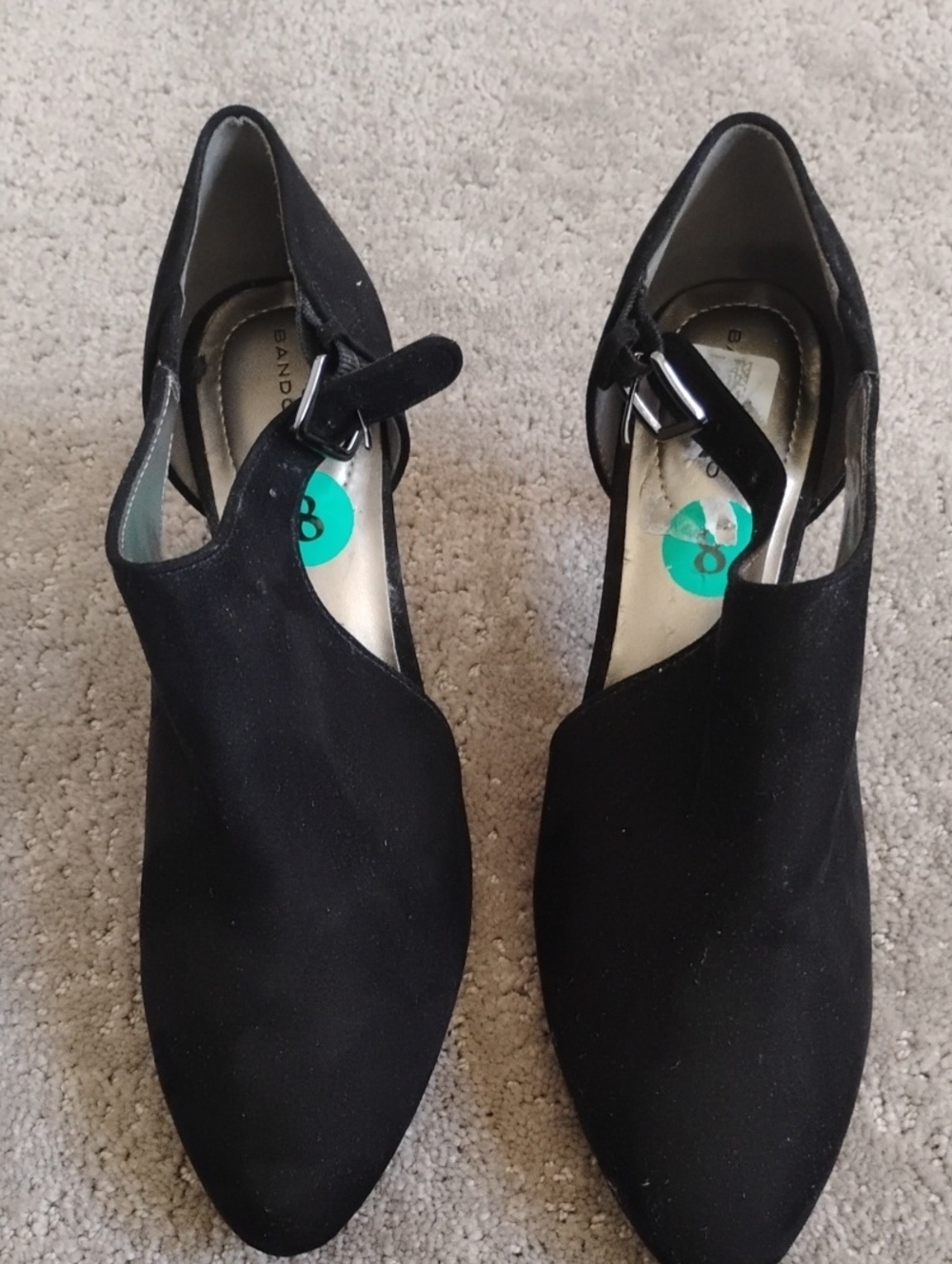 Bandolino Black Suede Pointed-Toe Ankle-Strap Heels. Women's Size 8. Brand New